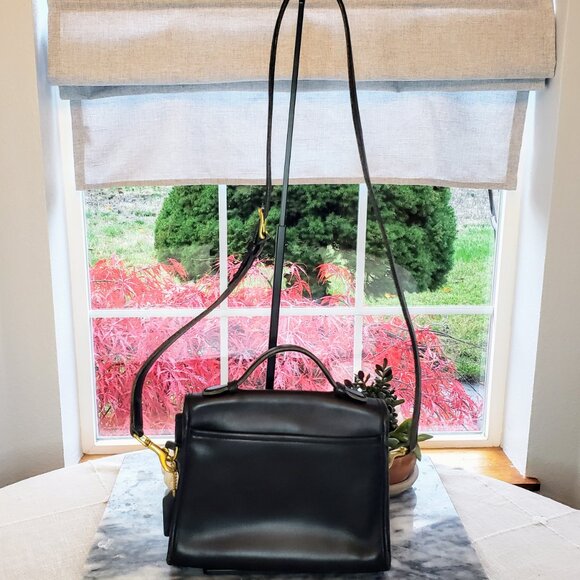 Coach Court Satchel & Crossbody Bag - Vintage Black Leather (Made in US) - Picture 5 of 16